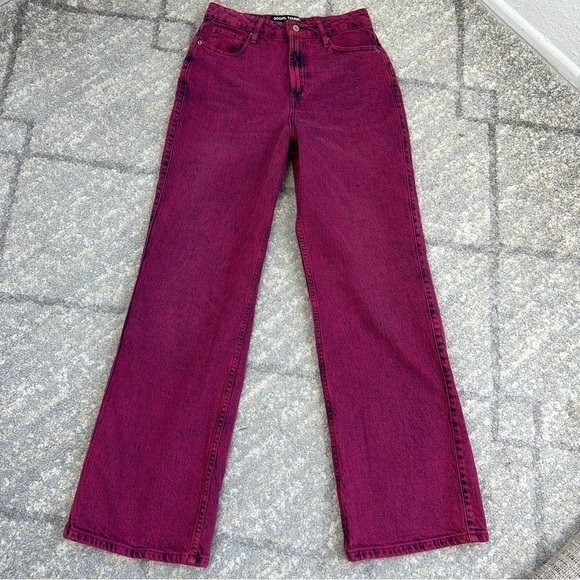 SOCIAL TOURIST Hollister HIGHEST RISE PINK OVERDYE BAGGY JEANS 5R sz 27 - Picture 3 of 8